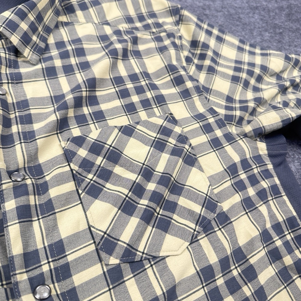 Club Ride Cycling Shirt Mens Medium Plaid Snap Button Bike Cycle Stretch Vented - Picture 7 of 14
